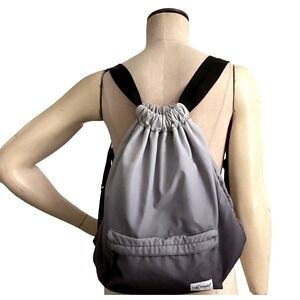 Risefit Women's Gray Ombre Drawstring Backpack Gym Bag Cinch Sack #154D